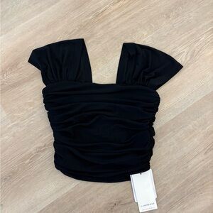 Commense Black Ruched Blouse